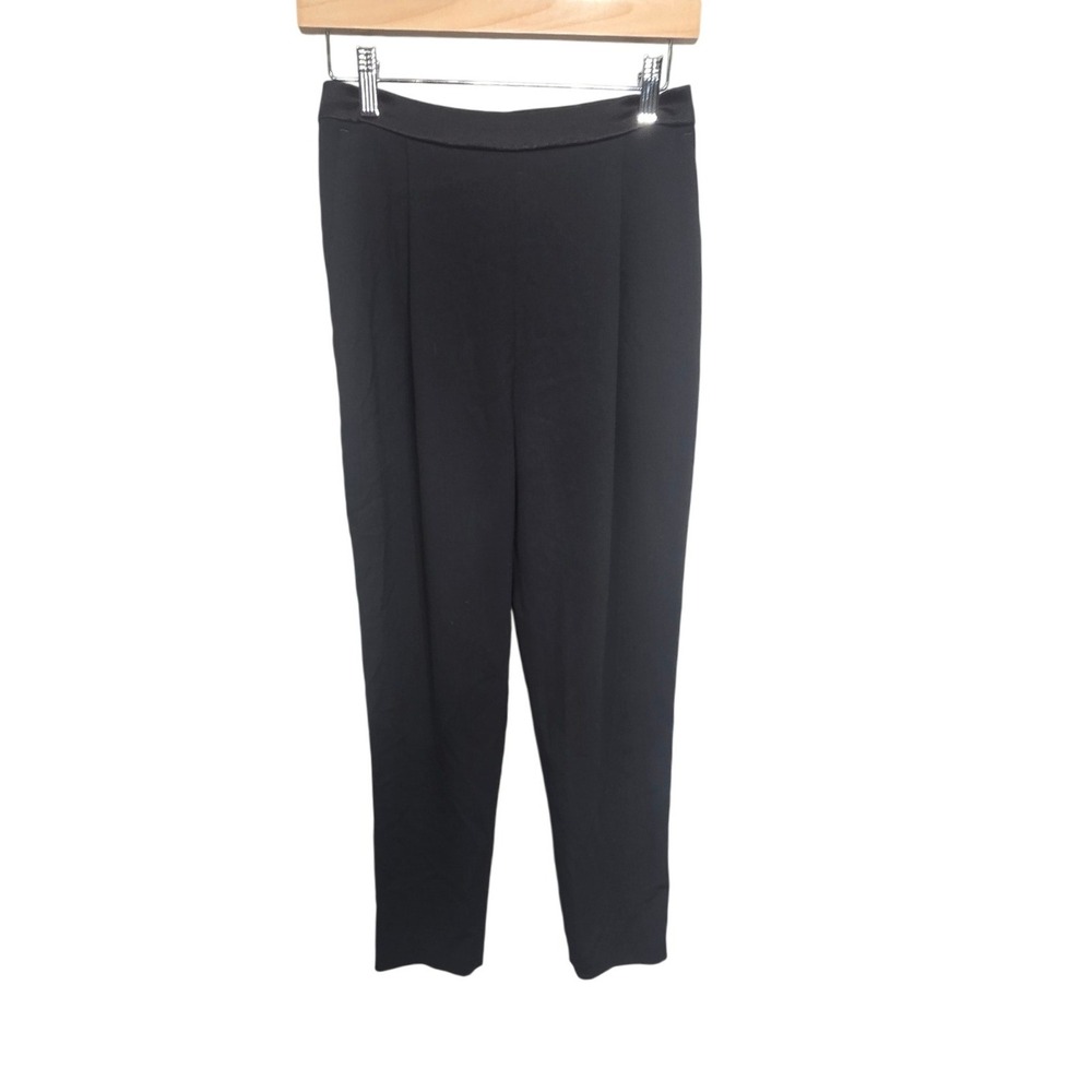 Alice + Olivia Tapered Trousers Womens 2 Black Pleated Satin Trim Corporate Goth